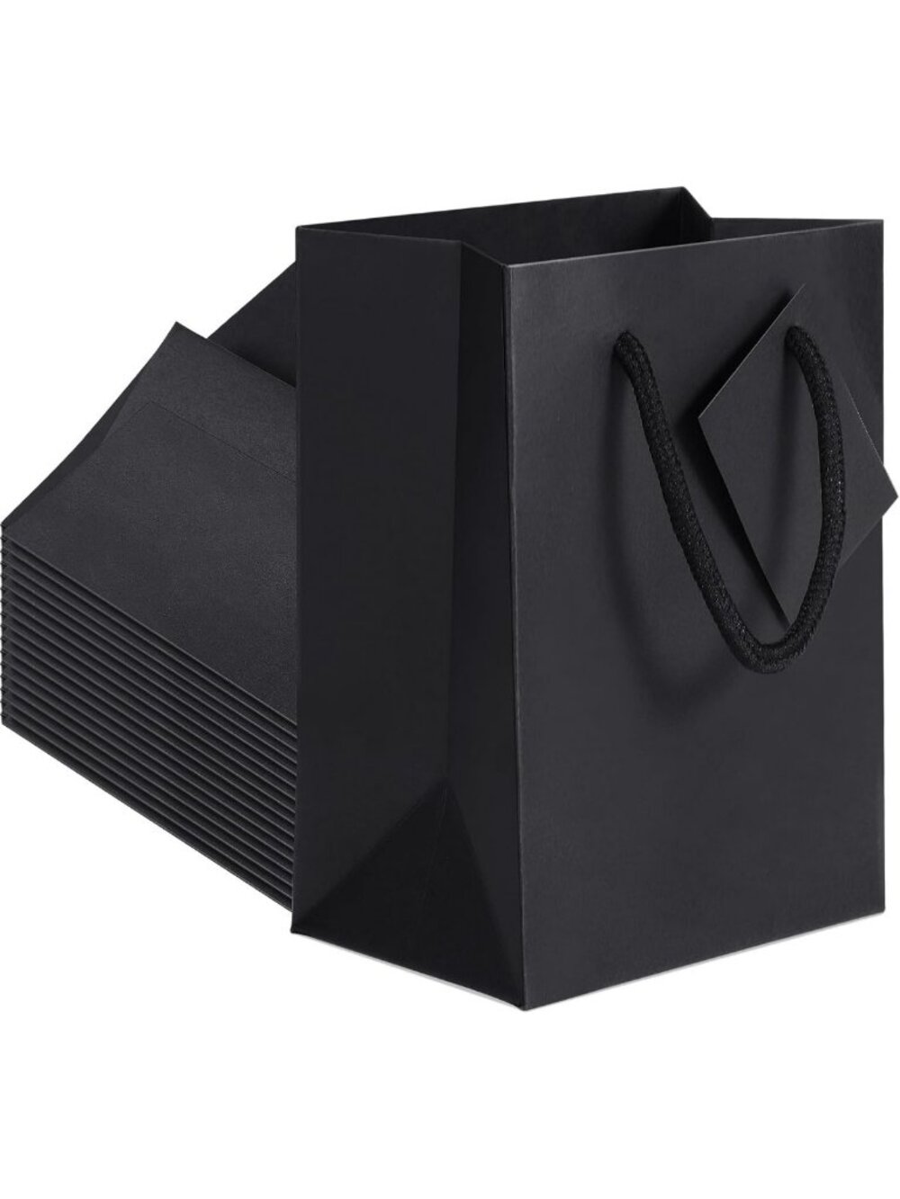 50 Pcs Small Black Gift Bags with Handles - Glossy Paper for Weddings & Parties